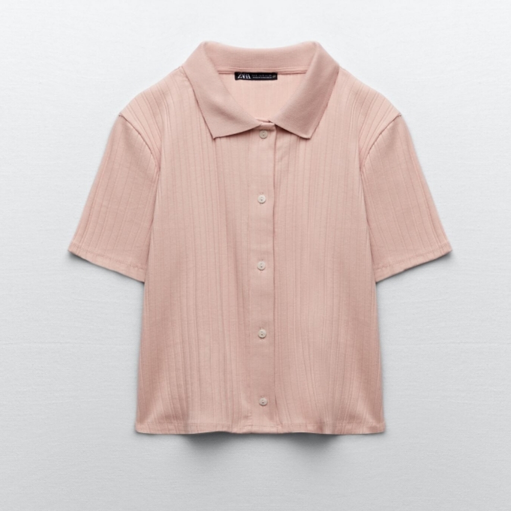 Zara Cotton T-Shirt Polo with Buttons